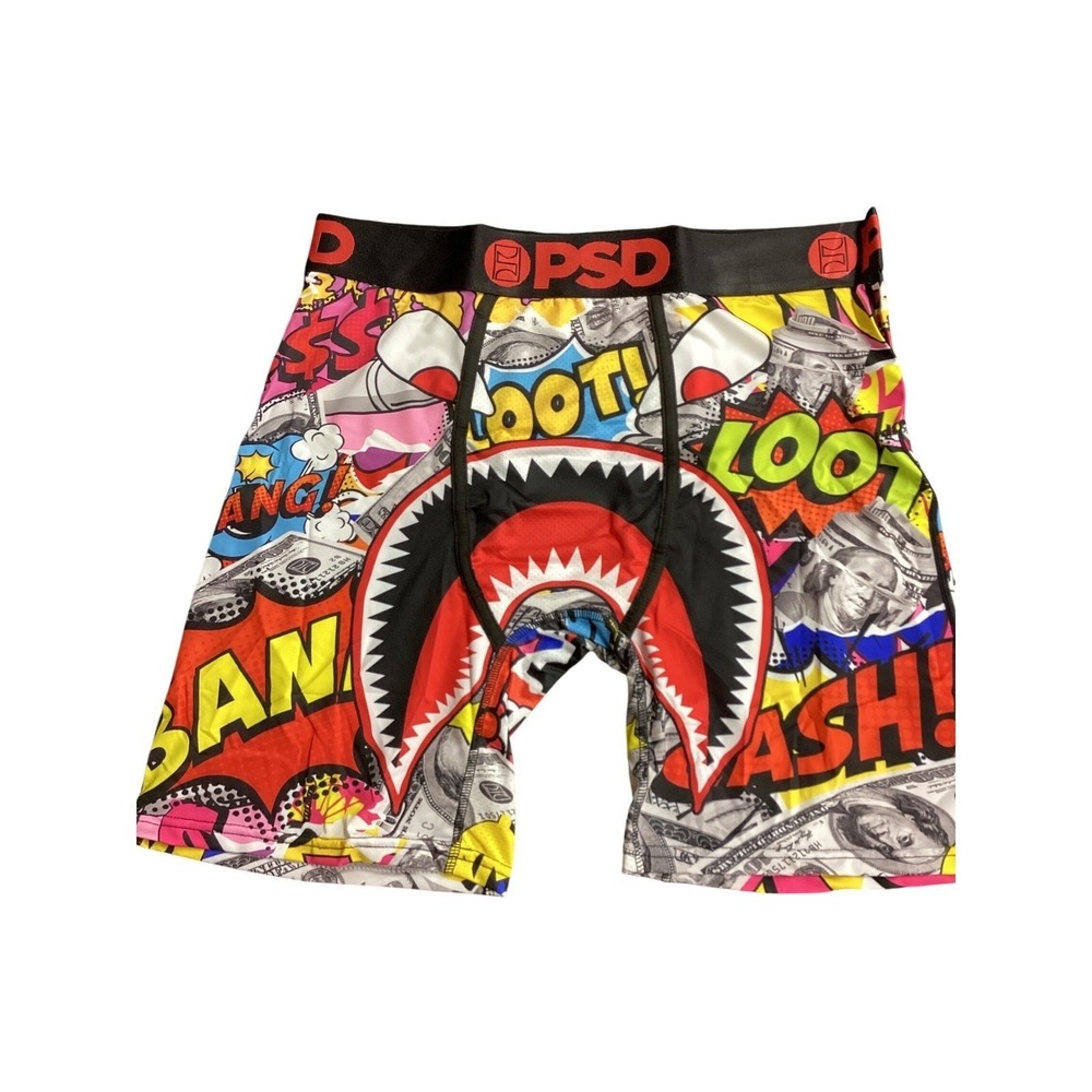 PSD Mens Core Standard Boxer Briefs M Loot Cash Money Shark Graphic Multicolor